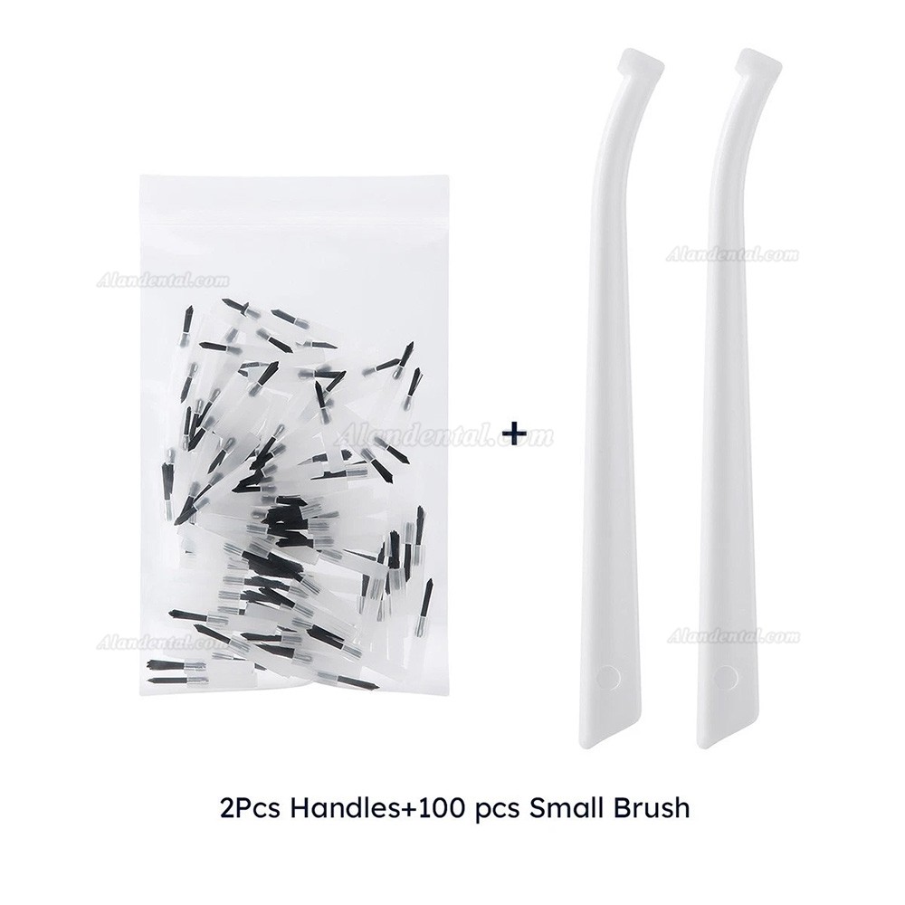 100pcs Disposable Dental Applicator Tips Brush + 2pcs Handles Replaceable Composite